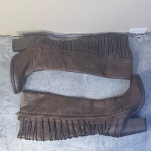 Mossimo Supply Co. Dark Brown Tall Boots - Lace Up Back Detail - Size 7